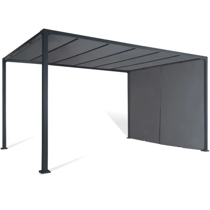 Pergola toile coulissante en métal gris