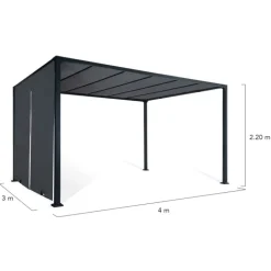Pergola toile coulissante en métal gris