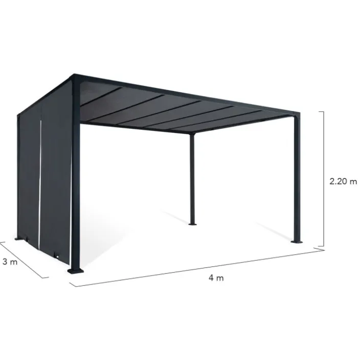 Pergola toile coulissante en métal gris