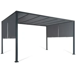 Pergola toile coulissante en métal gris