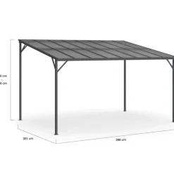 Pergola toit rigide en polycarbonate 3x4 M gris anthracite