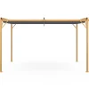 Pergola toit rétractable 4 pieds 3x4 M tonnelle effet bois toile gris anthracite