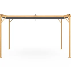 Pergola toit rétractable 4 pieds 3x4 M tonnelle effet bois toile gris anthracite
