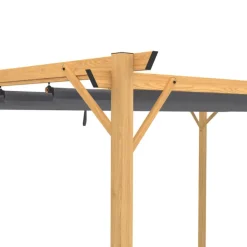 Pergola toit rétractable 4 pieds 3x4 M tonnelle effet bois toile gris anthracite