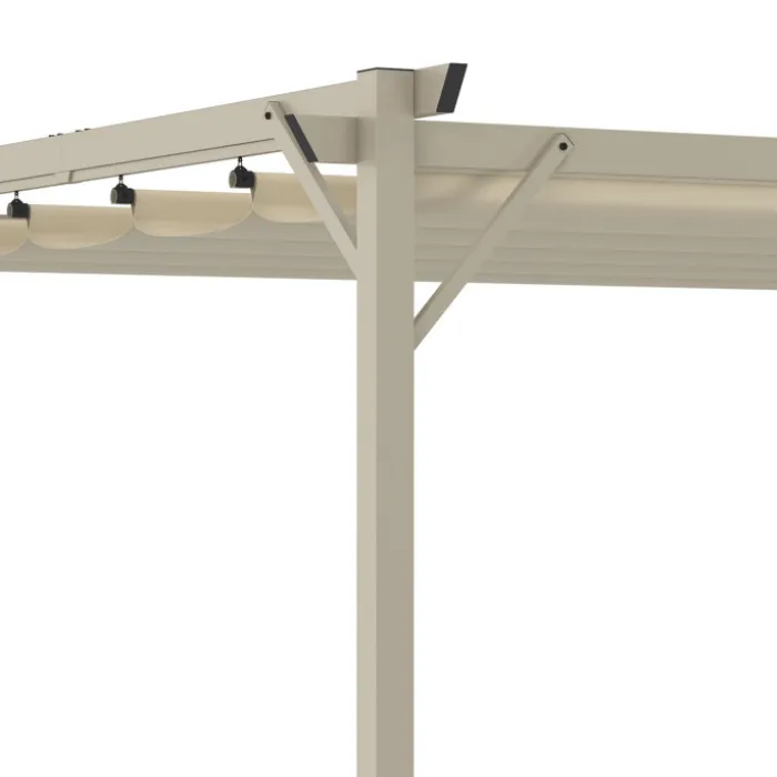 Pergola toit rétractable 4 pieds 3x4 M tonnelle structure beige et toile beige