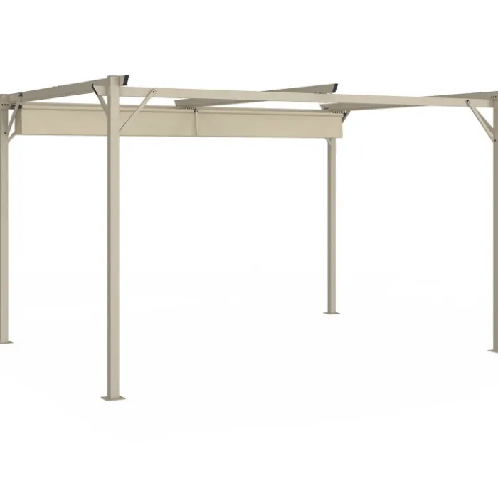 Pergola toit rétractable 4 pieds 3x4 M tonnelle structure beige et toile beige
