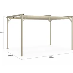 Pergola toit rétractable 4 pieds 3x4 M tonnelle structure beige et toile beige