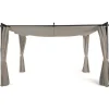 Pergola toit rétractable avec rideaux coloris taupe