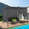 Pergola toit rétractable gris et stores enrouleurs