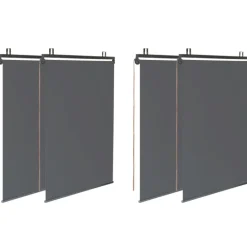 Pergola toit rétractable gris et stores enrouleurs