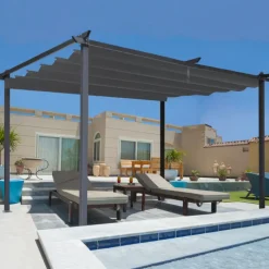 Pergola toit rétractable gris 3x4 M