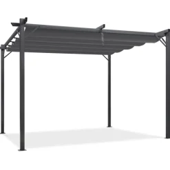 Pergola toit rétractable gris 3x4 M