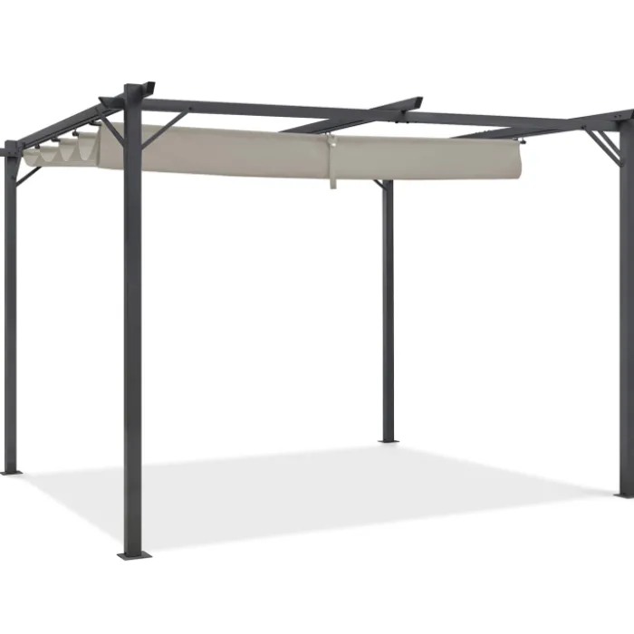 Pergola toit rétractable taupe 3x4 M