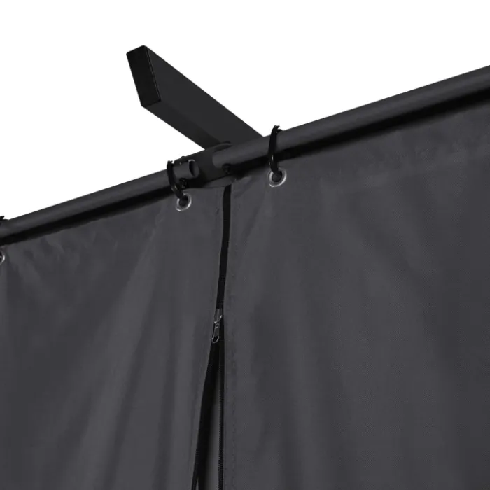 Pergola toit rétractable 3x4m gris avec 4 rideaux