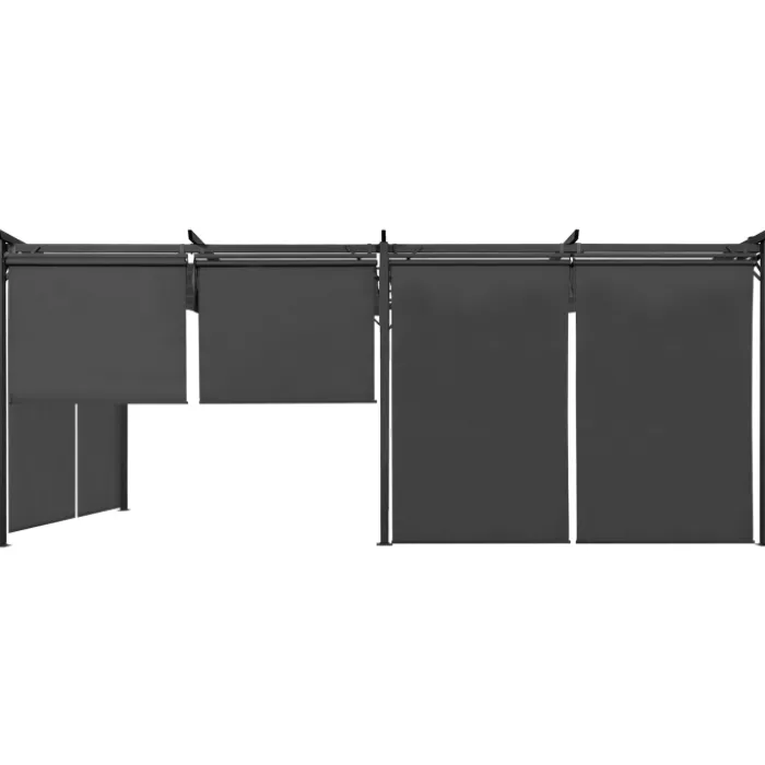 Pergola toit rétractable 3x6m gris anthracite et stores enrouleurs
