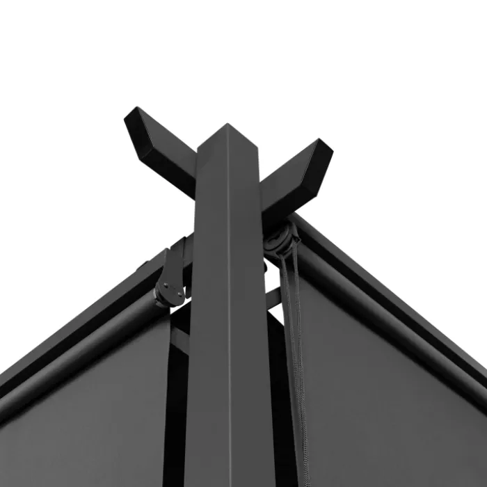 Pergola toit rétractable 3x6m gris anthracite et stores enrouleurs
