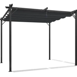 Pergola 3x3 m toit rétractable gris anthracite et stores enrouleurs