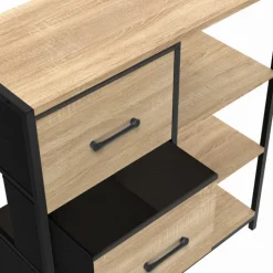 Petit buffet d’appoint industriel 3 tiroirs et étagères