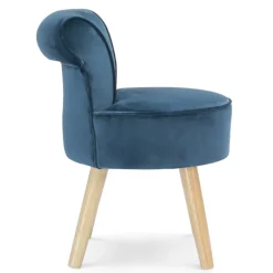 Petit fauteuil crapaud bleu en velours
