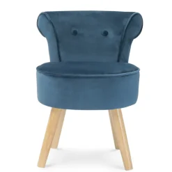 Petit fauteuil crapaud bleu en velours