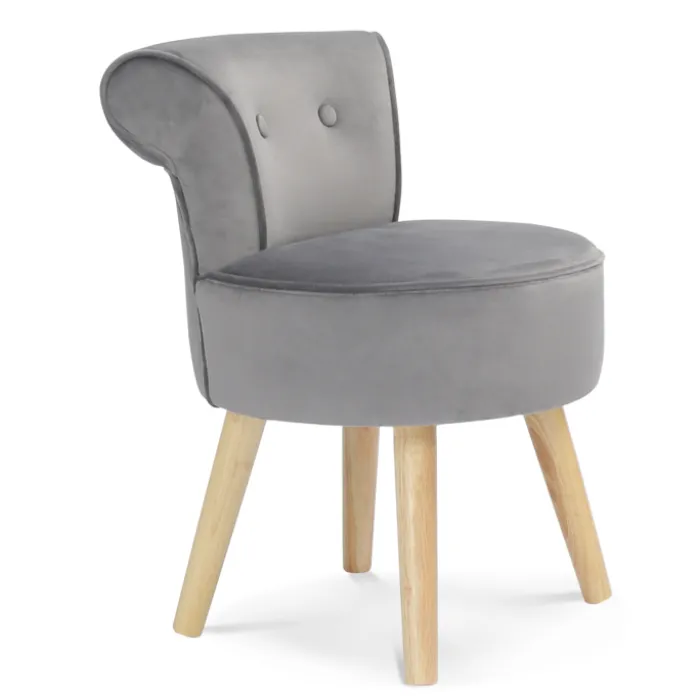 Petit fauteuil crapaud gris en velours
