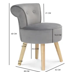 Petit fauteuil crapaud gris en velours