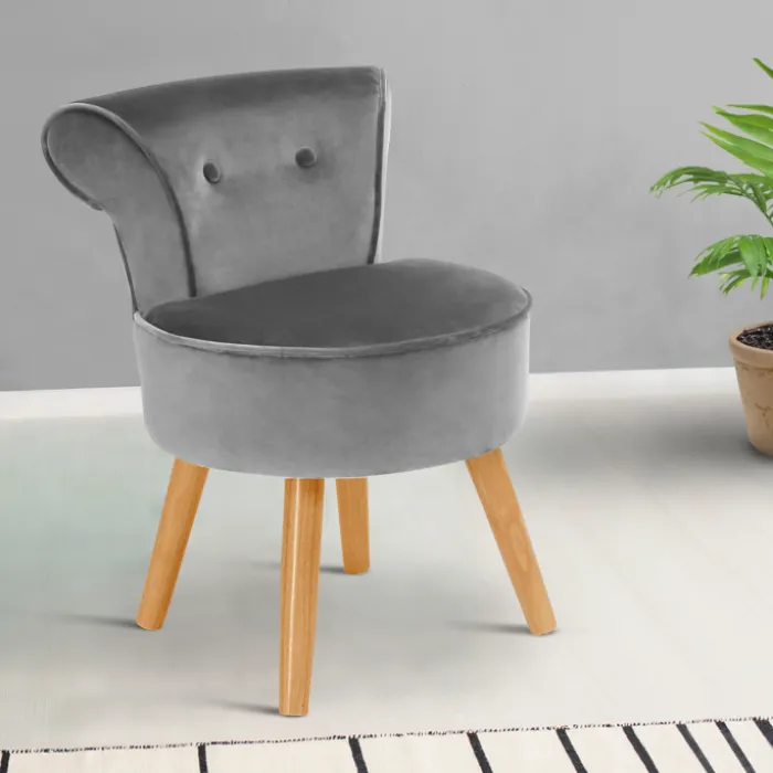 Petit fauteuil crapaud gris en velours