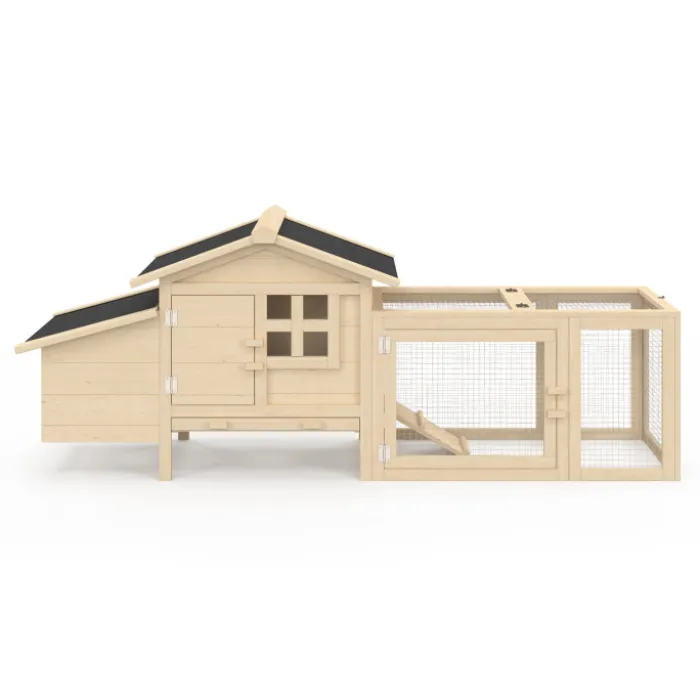 Petit poulailler en bois pour 2 poules avec enclos et pondoir sur pilotis