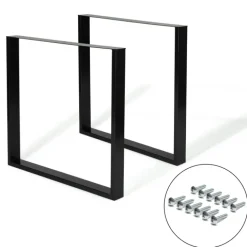 Pieds de table carrés en métal noir design industriel