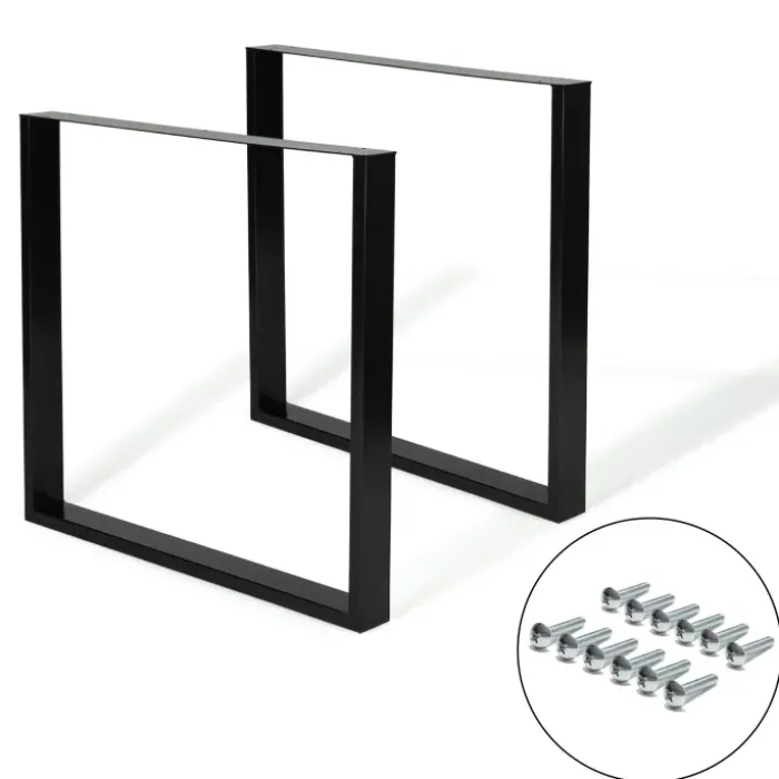 Pieds de table carrés en métal noir design industriel