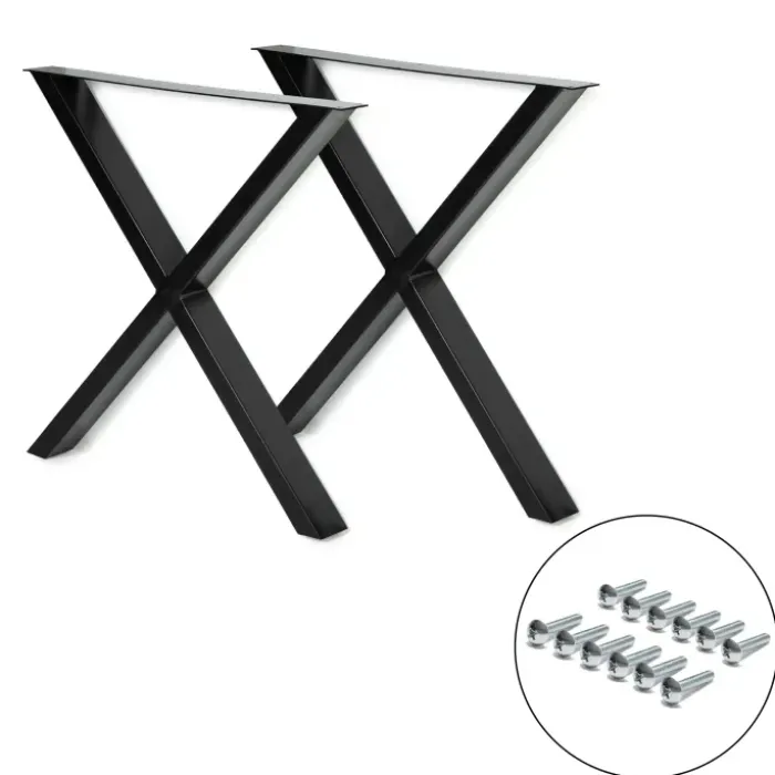 Pieds de table en X en métal noir