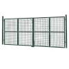 Portail battant grillagé en acier vert 3M15 x 1M50 avec serrure et poignée