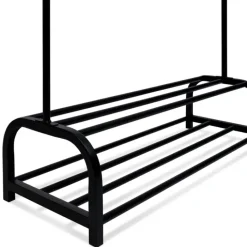 Portant vêtements en métal noir avec étagères à chaussures