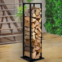 Porte bûches vertical intérieur 112 CM en métal noir