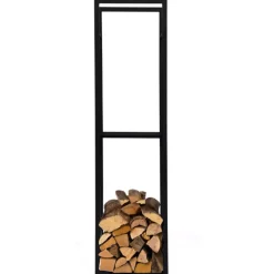 Porte bûches vertical intérieur 170 cm en métal noir