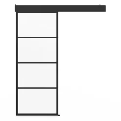 Porte coulissante vitrée en métal et MDF avec rail