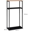 Porte-bûches intérieur vertical 33x66x112 cm en métal noir avec étagère