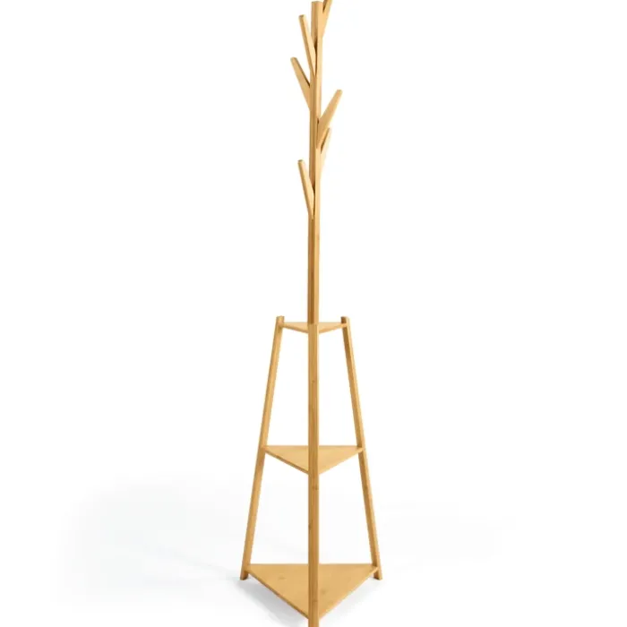 Porte-manteau bambou avec étagères d’angle