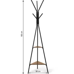 Porte-manteau bois métal design avec plateaux