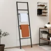 Porte-serviettes échelle pour salle de bain en métal noir