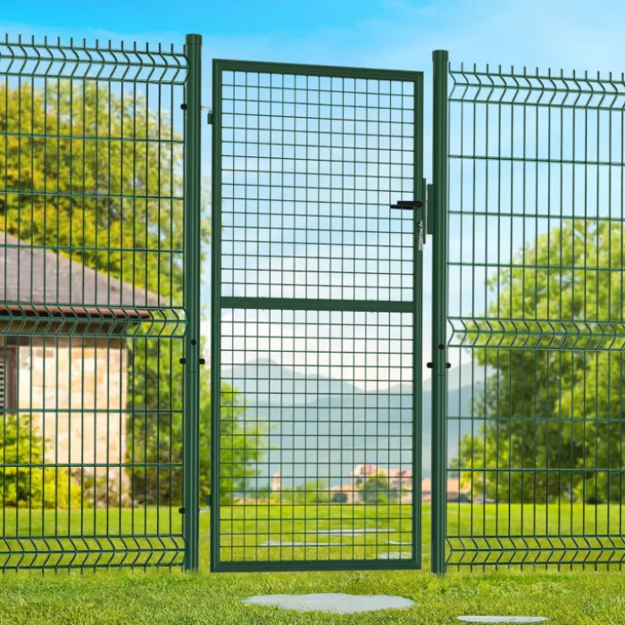 Portillon de jardin 105 x 175 cm en acier avec serrure et poignée vert