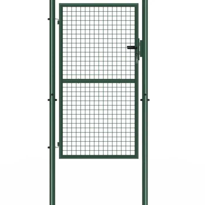 Portillon de jardin 105 x 175 cm en acier avec serrure et poignée vert