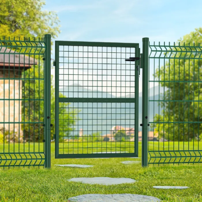 Portillon de jardin 105 x 100 cm en acier avec serrure et poignée vert
