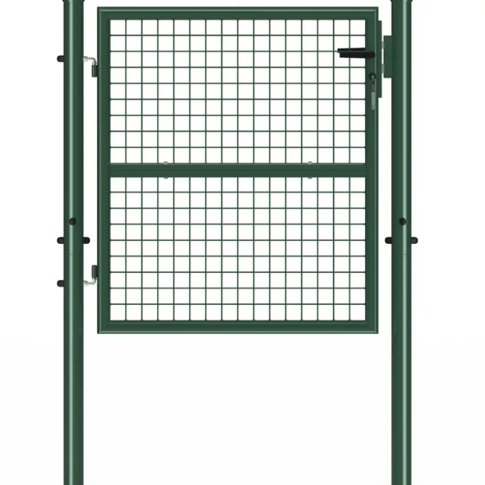 Portillon de jardin 105 x 100 cm en acier avec serrure et poignée vert