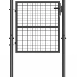 Portillon de jardin 105 x 100 cm en acier avec serrure et poignée gris anthracite