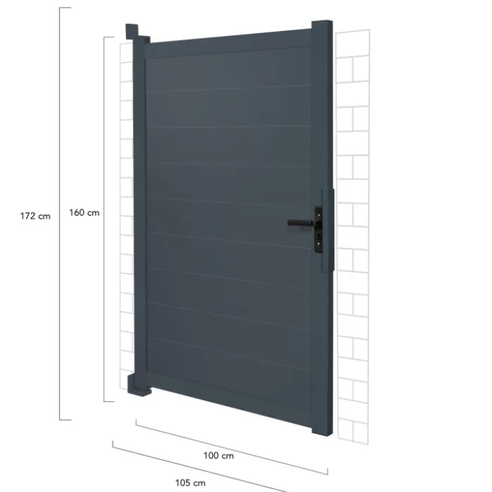 Portillon 100x160 cm en aluminium gris anthracite