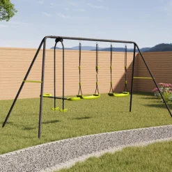 Portique balançoire 3 agrès pour jardin extérieur