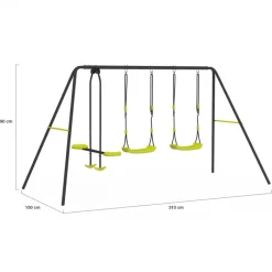 Portique balançoire 3 agrès pour jardin extérieur