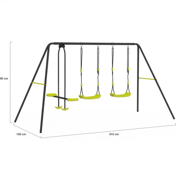 Portique balançoire 3 agrès pour jardin extérieur