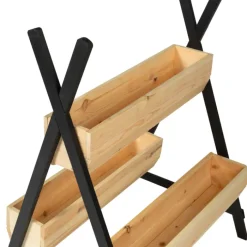Potager 3 bacs bois finitions noires jardinière tipi